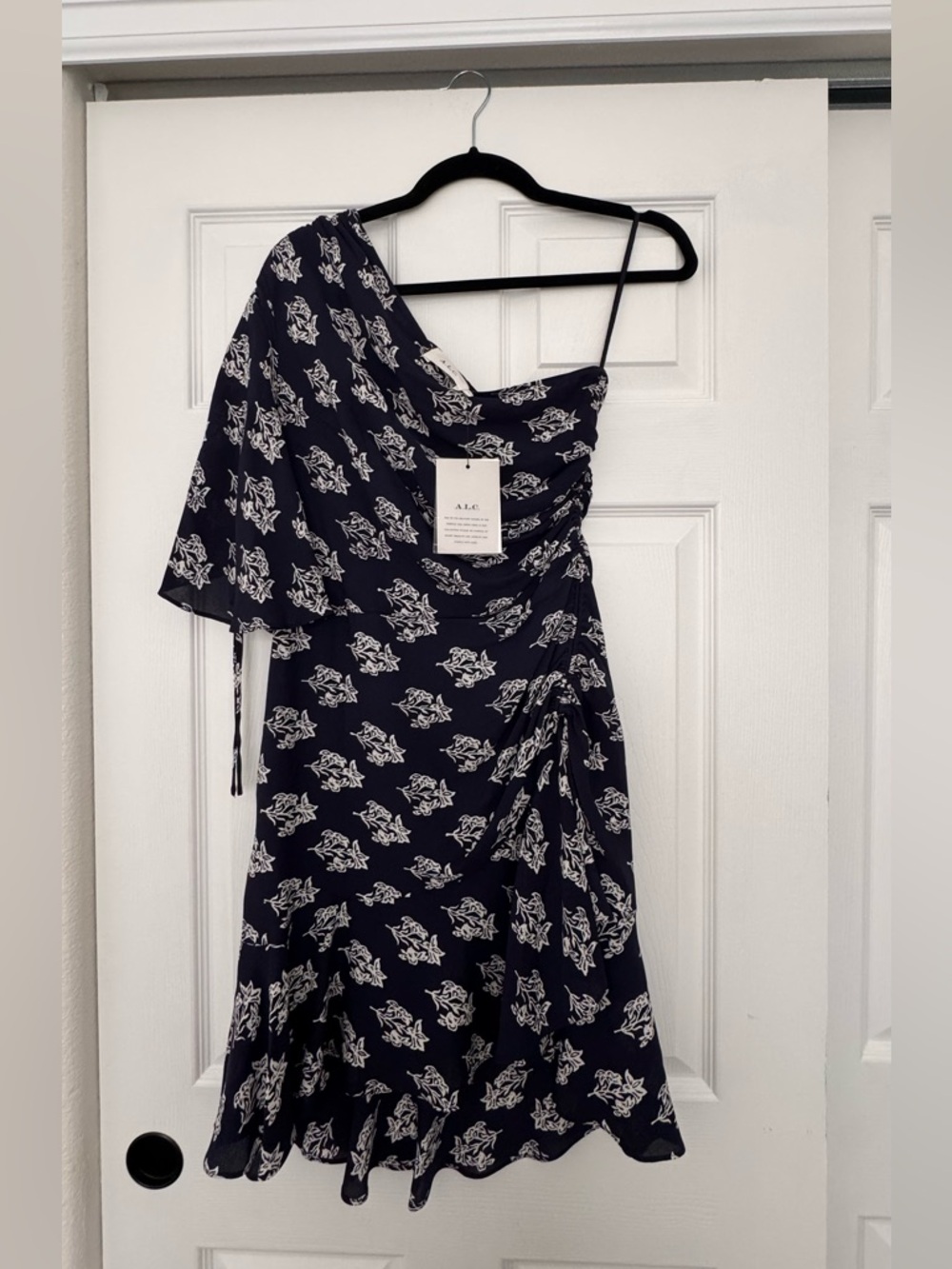 A.L.C. Navy One-Shoulder Floral Dress